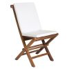 7-Piece Oval Extension Table Folding Chair Set with White Cushions