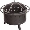 Fireplace with Spark Screen, Poker for Bonfire Patio Backyard Garden Picnic Fire Pit 30in Fire Pits for Outside Wood Burning Outdoor - as picture