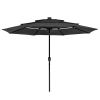 10Ft 3-Tiers 32LEDS Patio Umbrella Beige - As Picture