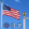 25ft Sectional Al Flag Pole w/US Flag Ball - US