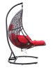 Patio PE Rattan Swing Chair With Stand and Leg Rest for Balcony, Courtyard - as Pic