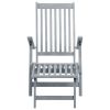 Patio Deck Chair with Footrest and Cushion Solid Wood Acacia - Gray