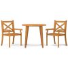 3 Piece Patio Dining Set Solid Wood Acacia - Brown