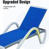 Patio Chaise Lounge Adjustable Aluminum Pool Lounge Chairs with Arm All Weather Pool Chairs for Outside,in-Pool,Lawn (Blue, 1 Lounge Chair+1 Plastic T