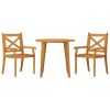 3 Piece Patio Dining Set Solid Wood Acacia - Brown