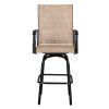 2pcs Wrought Iron Swivel Bar Chair Patio Swivel Bar Stools Black - as pic