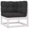 8 Piece Patio Lounge Set with Cushions Solid Pinewood - White