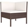 9 Piece Patio Lounge Set with Cushions Poly Rattan Brown - Brown