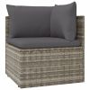 8 Piece Patio Lounge Set with Cushions Gray Poly Rattan - gray