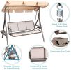 3 Person Patio Swing Seat with Adjustable Canopy for Patio, Garden, Poolside, Balcony - beige