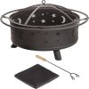 Fireplace with Spark Screen, Poker for Bonfire Patio Backyard Garden Picnic Fire Pit 30in Fire Pits for Outside Wood Burning Outdoor - as picture
