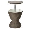 3 in 1 8 Gallon Patio Rattan Cooler Bar Table with Adjust Ice Bucket - brown