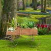 Wooden Wagon Plant Bed with Metal Wheels for Garden Yard Patio - Brown