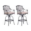 Patio Outdoor Aluminum Swivel Bar Stool with Cushion, Set of 2, Spectrum Sand - as Pic