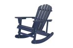 Adirondack Rocking Chair Solid Wood Chairs Finish Outdoor Furniture for Patio, Backyard, Garden - Navy Blue - as Pic
