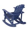 Adirondack Rocking Chair Solid Wood Chairs Finish Outdoor Furniture for Patio, Backyard, Garden - Navy Blue - as Pic