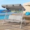 3 Person Patio Swing Seat with Adjustable Canopy for Patio, Garden, Poolside, Balcony - grey