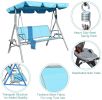 3 Person Patio Swing Seat with Adjustable Canopy for Patio, Garden, Poolside, Balcony - bule