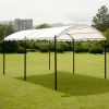 TOPMAX Outdoor Patio 13ft.Lx10ft.W Iron Carport Shelter Garage Tent, Garden Storage Shed with Anchor Kit, White - as Pic