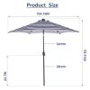 Outdoor Patio 8.7-Feet Market Table Umbrella with Push Button Tilt and Crank, Red Stripes With 24 LED Lights[Umbrella Base is not Included] RT - Blue/