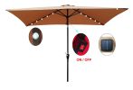 10 x 6.5t Rectangular Patio Solar LED Lighted Outdoor Market Umbrellas with Crank &amp; Push Button Tilt for Garden Shade Outside Swimming Pool RT - W