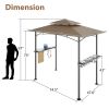 8x 5 FT Grill Gazebo Grill Canopy Double Tiered BBQ Gazebo Outdoor BBQ Canopy - khaki