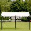 TOPMAX Outdoor Patio 13ft.Lx10ft.W Iron Carport Shelter Garage Tent, Garden Storage Shed with Anchor Kit, White - as Pic