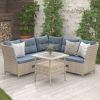 Outdoor Patio 4-Piece All Weather PE Wicker Rattan Sofa Set with Adjustable Backs for Backyard;  Poolside;  Gray - Gray