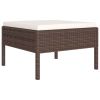 9 Piece Patio Lounge Set with Cushions Poly Rattan Brown - Brown