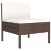 9 Piece Patio Lounge Set with Cushions Poly Rattan Brown - Brown