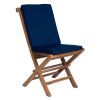 9-Piece Twin Butterfly Leaf Teak Extension Table Folding Chair Set with Blue Cushions